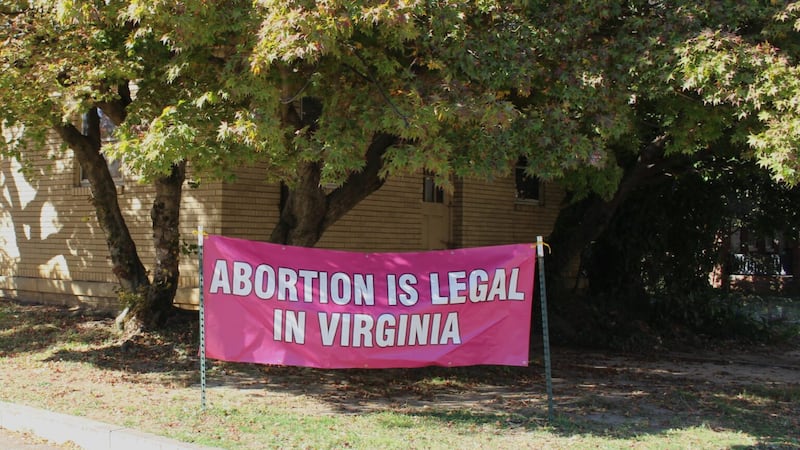 A sign outside a clinic that provides abortions in Richmond, Va.
