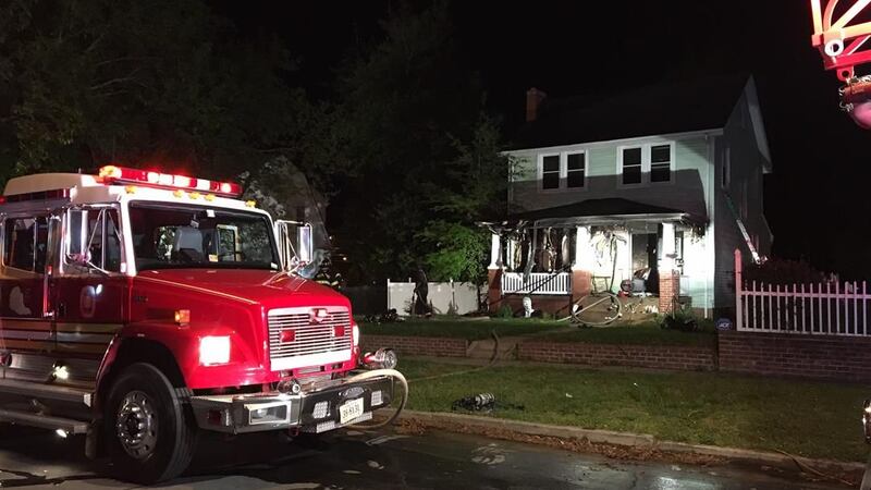 Originally, the front porch was on fire, but when crews got to the scene, flames had spread to...