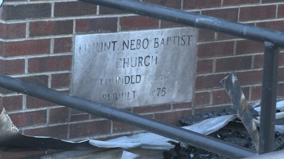 Plaque at Mt. Nebo Baptist Church. The church burned down Saturday, Dec. 13th.