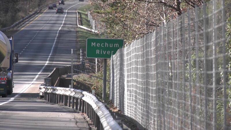 Deer fencing along I-64 in Albemarle County redirecting wildlife from the interstate.