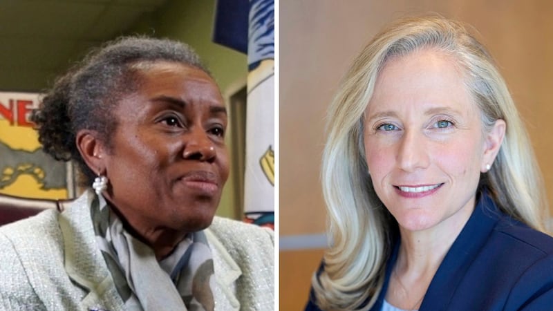 Virginia Republican gubernatorial candidate Winsome Earle-Sears, left, and Democratic...