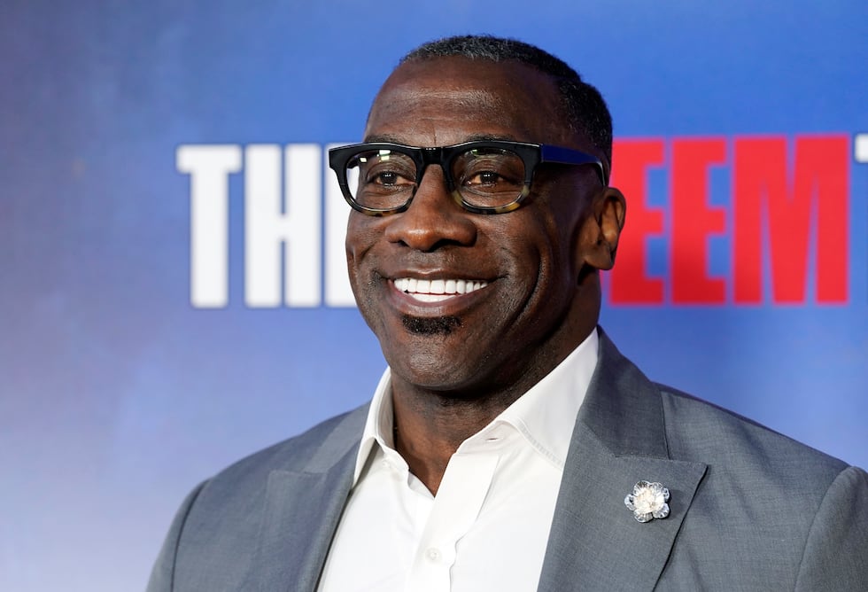 FILE - Former NFL football player and sports analyst Shannon Sharpe poses at a special...