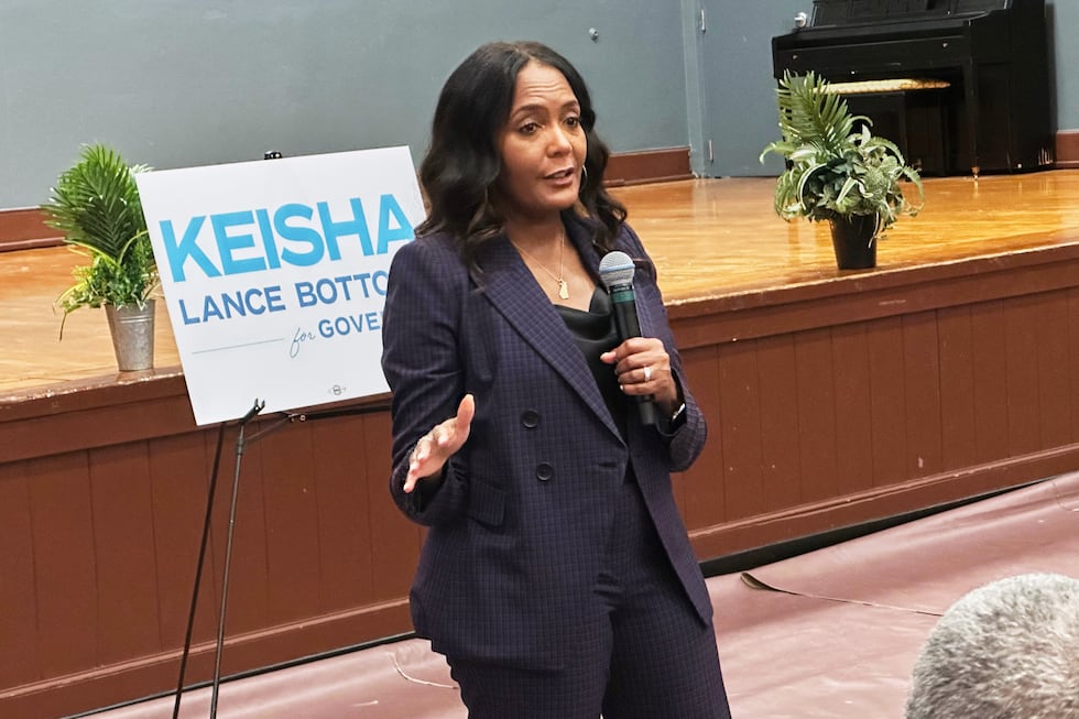FILE - Atlanta Mayor Keisha Lance Bottoms speaks during a campaign stop in her 2026 Democratic...