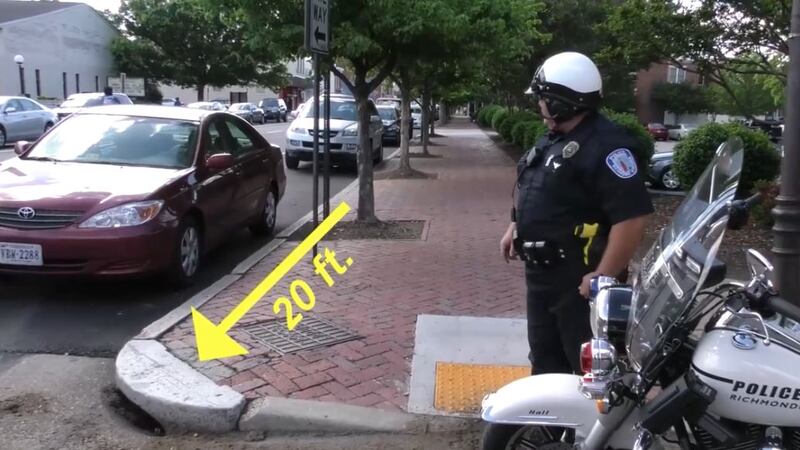 Richmond police created a YouTube video to illustrate the dangers of parking too close to an...