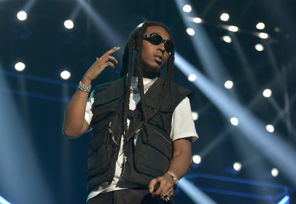 Takeoff of the group Migos performs during the 2019 BET Experience in Los Angeles on June 22,...
