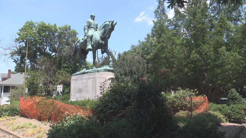 The statue of Robert E. Lee in Market Street Park in Charlottesville.