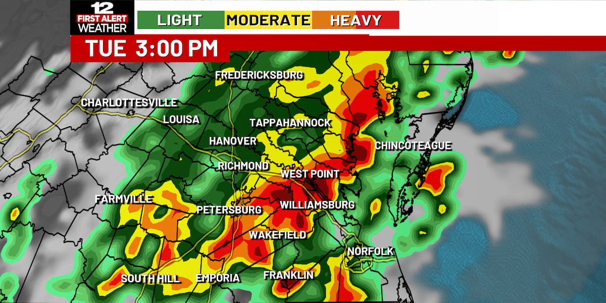 First Alert Weather Day Tuesday (6/23) Severe storms possible South and East of Richmond