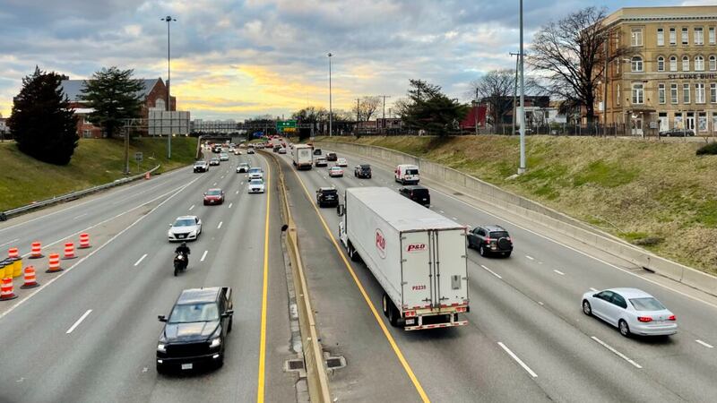 Evening traffic on Interstate 95 through Richmond.
