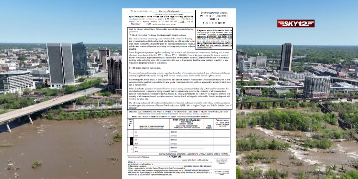 Richmond group petitions to put zoning overhaul to public vote Published : Jul. 14, 2026 at 5:17 AM GMT+2 | Updated : moments ago