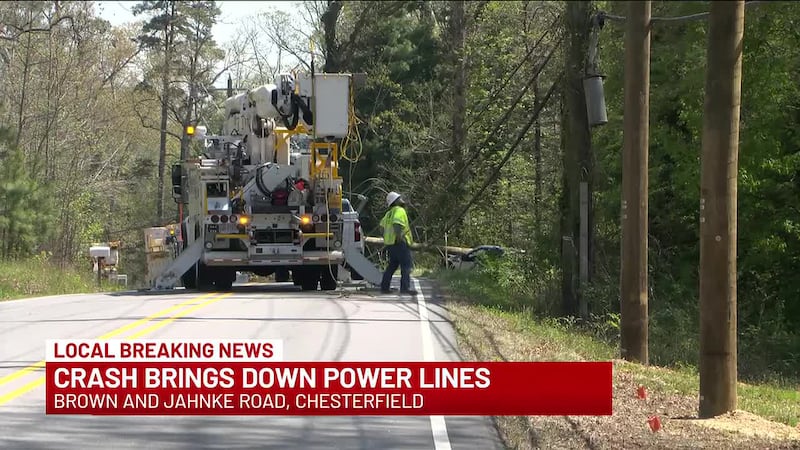 Chesterfield police say a crash has closed Jahnke Road Thursday afternoon.
