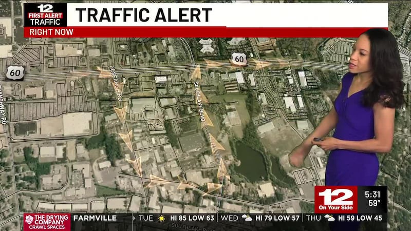 A crash has closed eastbound Midlothian Turnpike in Chesterfield County on Tuesday morning.