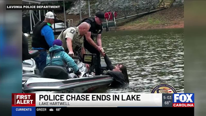 Officials: Police chase ends in Lake Hartwell