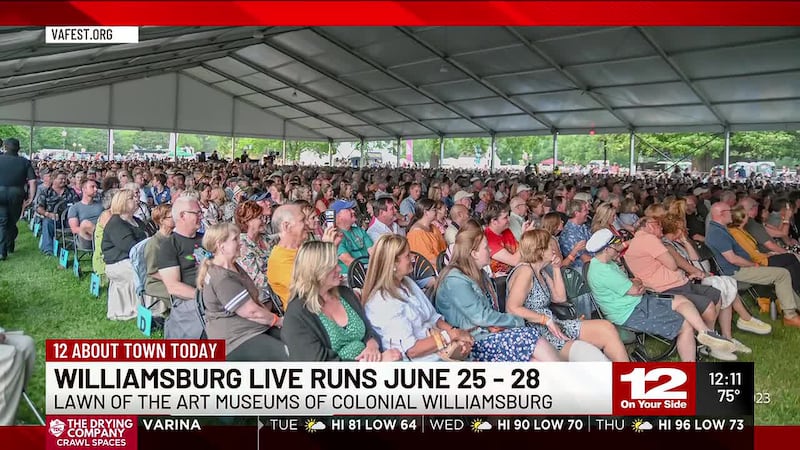 Williamsburg Live returns to the Lawn of the Art Museums of Colonial Williamsburg June 25 - 28...