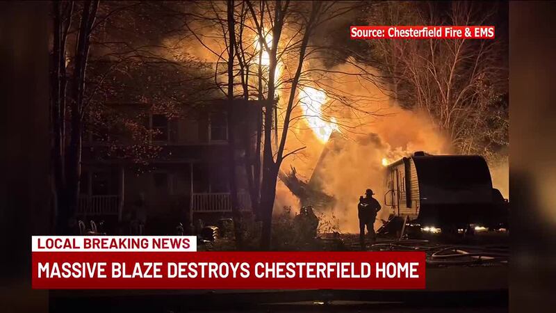 Two people are staying with family after a fire ripped through their Chesterfield home.